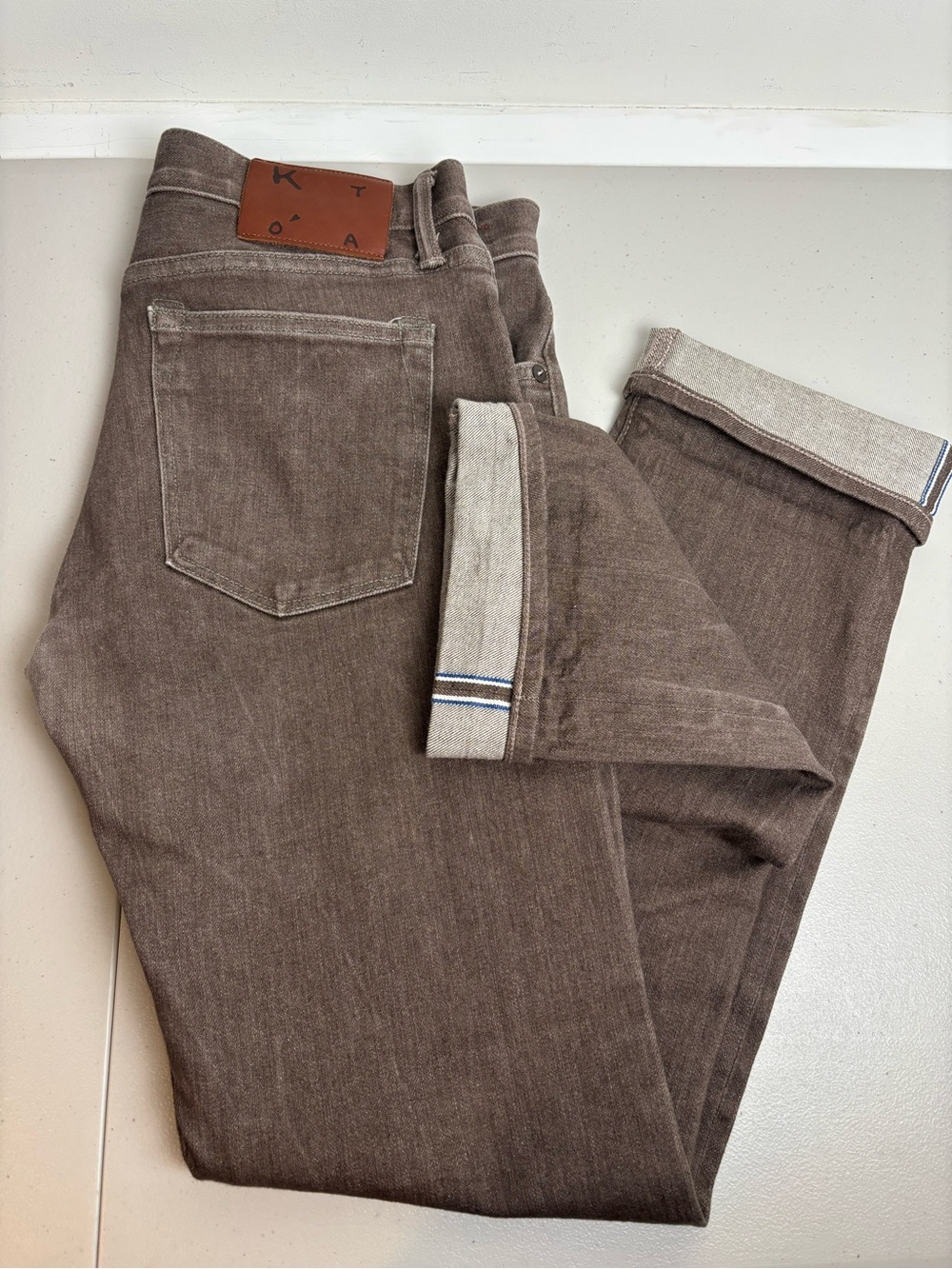 Hiroshi Kato Men’s Selvedge Denim Jeans Hammer Straight Brown Made in USA 31x32